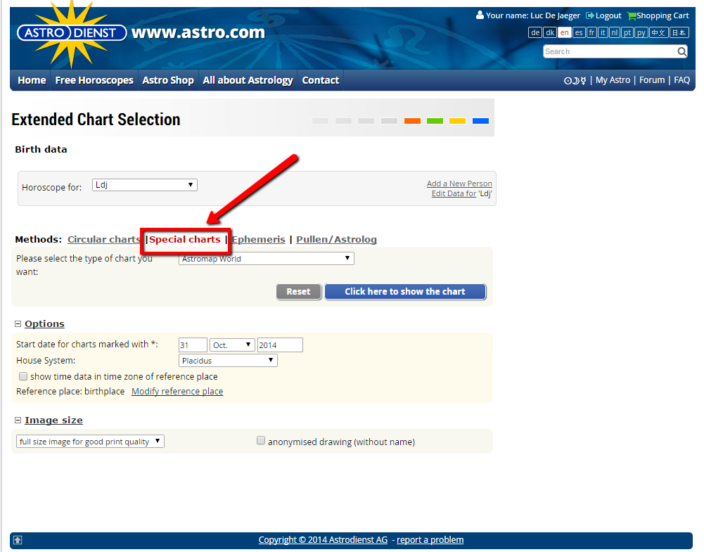 Astrodienst Extended Chart Selection